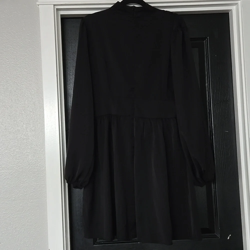 Black Mockneck Long Sleeve Cut Out Fit And Flare Dress XL - Picture 4 of 11